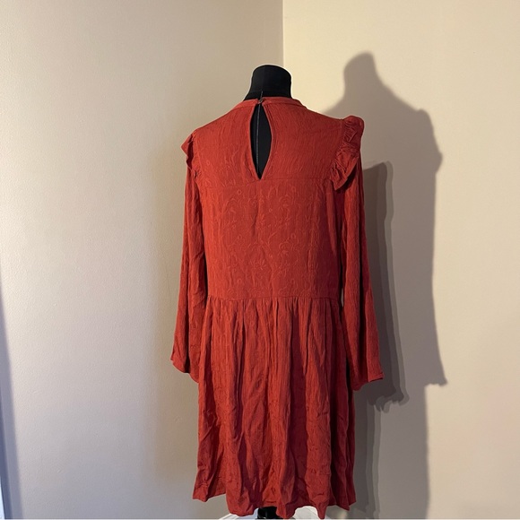 Universal Thread Rust Long Sleeve Cottagecore Dress Valentines Day - Picture 5 of 9